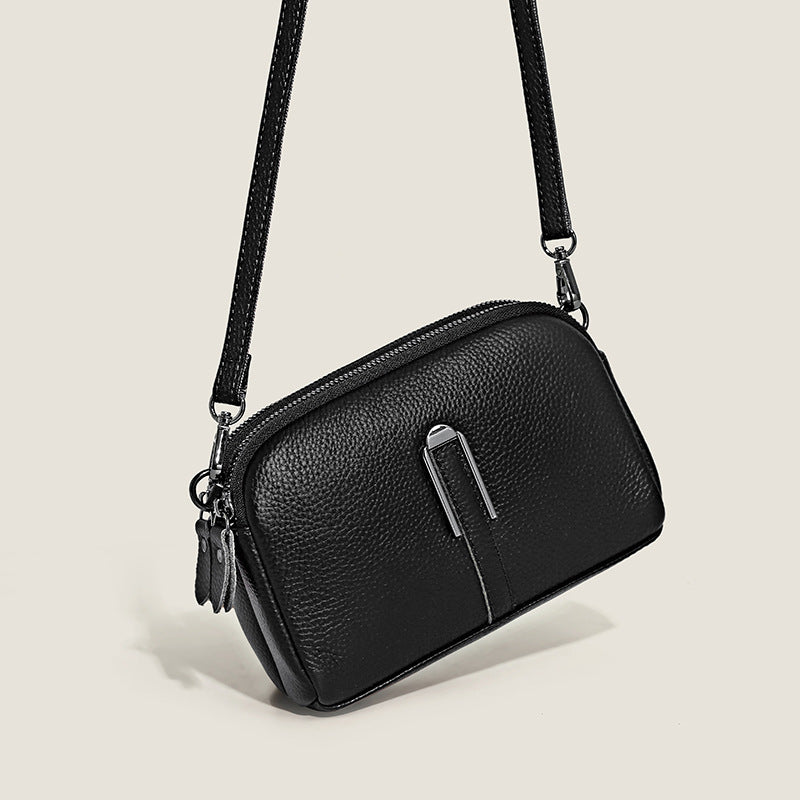 Mala Crossbody Minimalista em Couro de Grão Superior