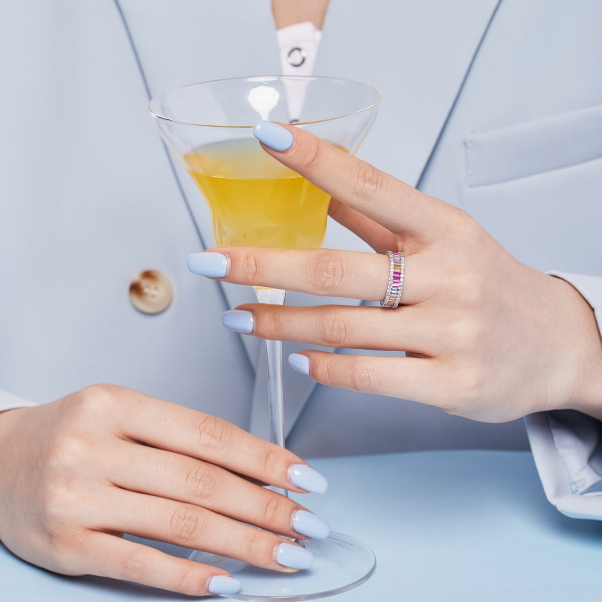 [Bloom]Anel Diário Dainty em Corte Esmeralda Caleidoscópico