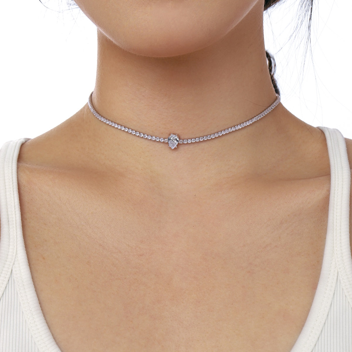 [Bloom] Colar de Ténis Corte Pêra Única de 1.0 quilate