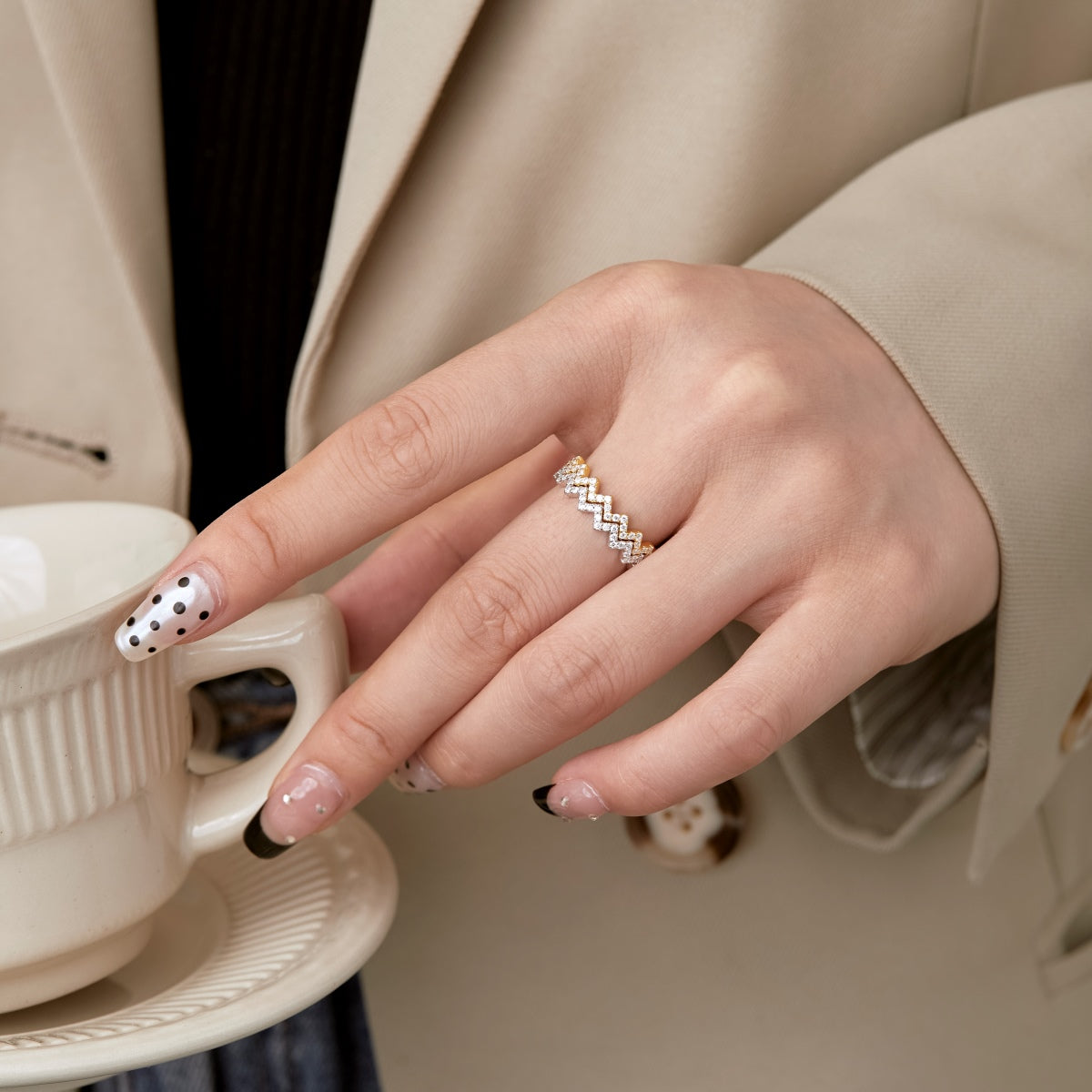 [Bloom]Anel Diário de Forma de Onda Delicada e Encantadora