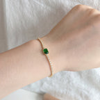 [Bloom]1.0 Querat Único Bracelete Corte Esmeralda