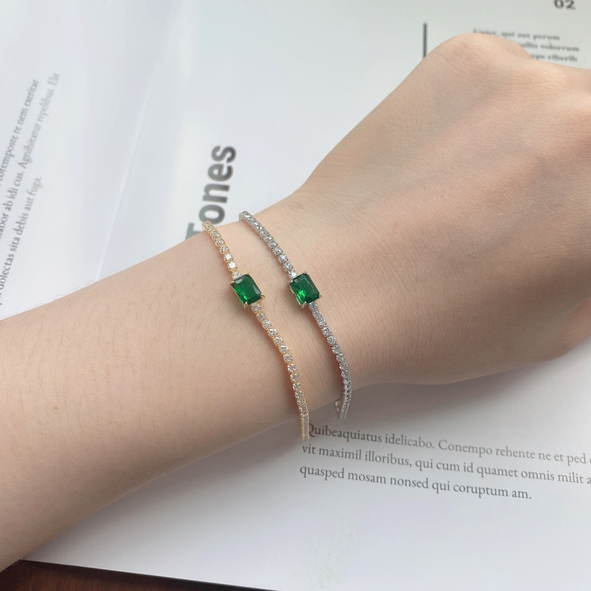 [Bloom]1.0 Querat Único Bracelete Corte Esmeralda