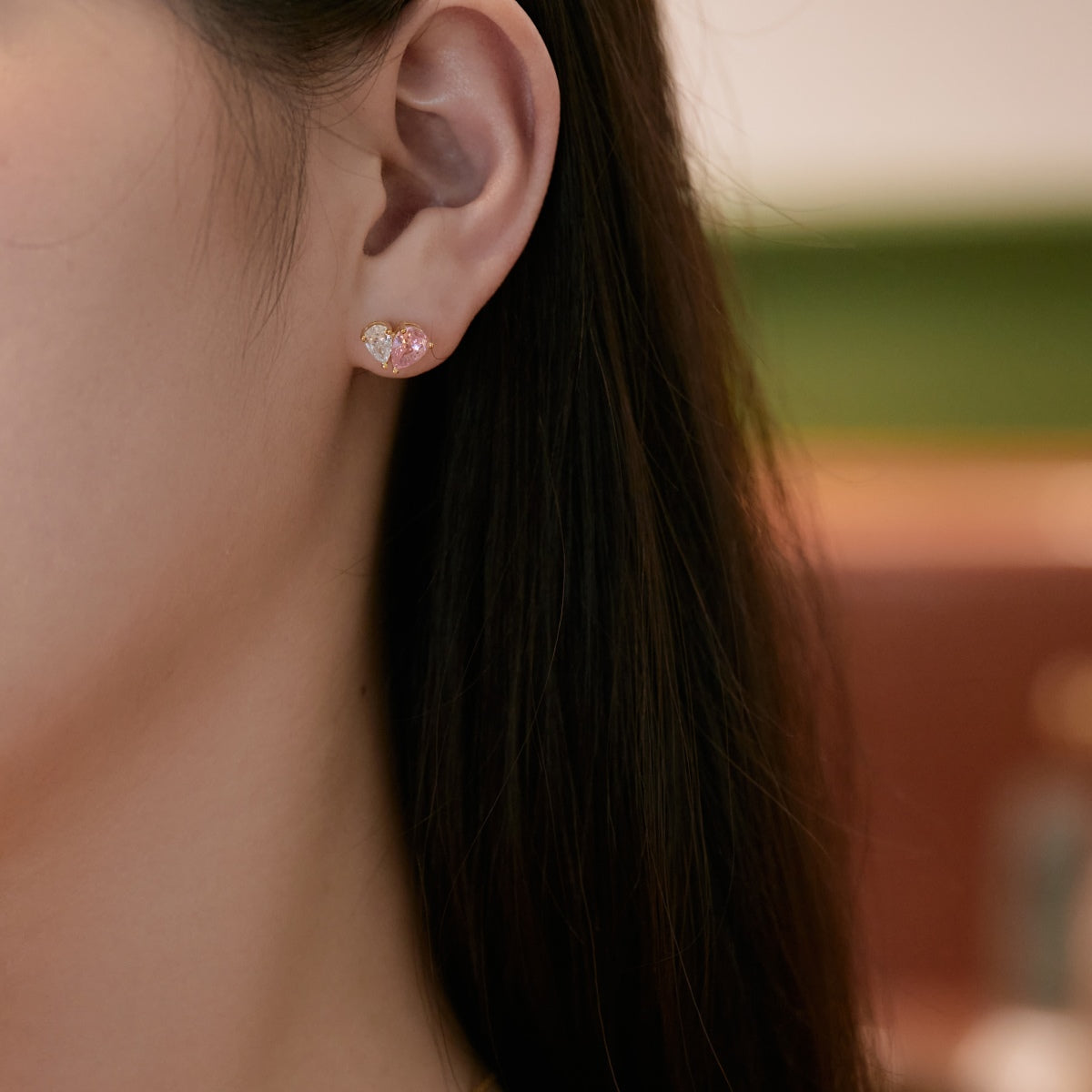 [Bloom] Brilhantes Brincos de Coração Elegante Corte Amoroso