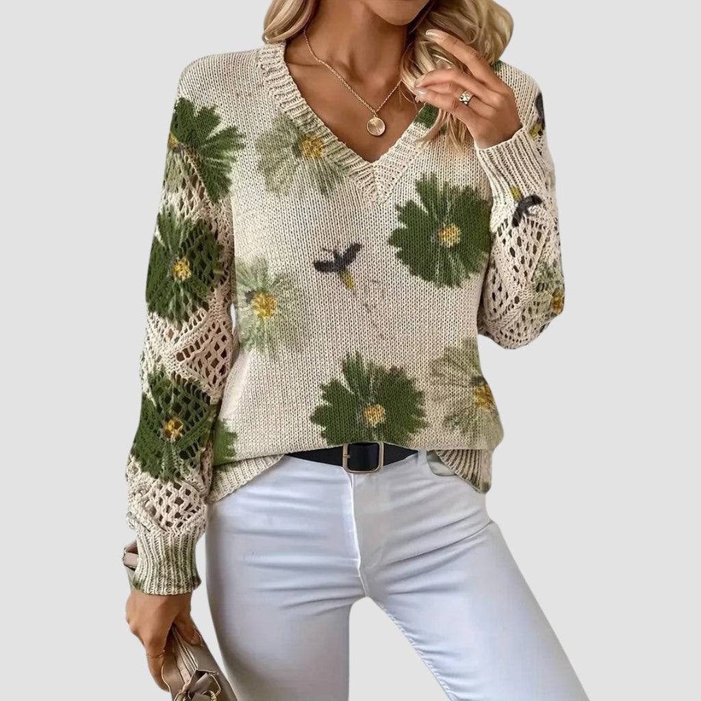 Martina™ | Pullover Elegante com Padrão de Flores