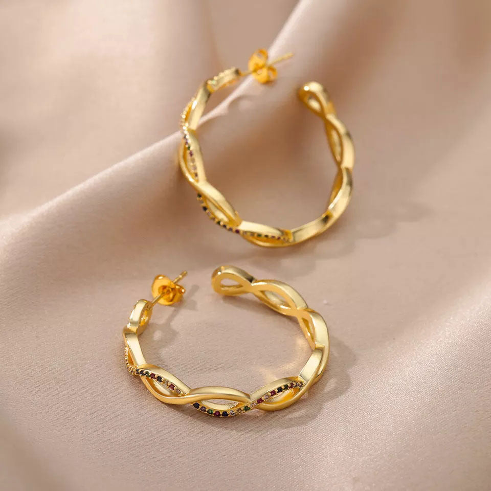Julenyssa | Brincos Wave em Ouro 18K