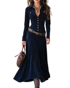 Mariah | Vestido Comprido de Camurça com Abertura