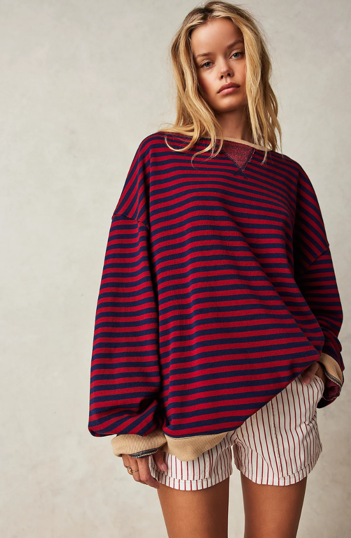 Anika™ | Pullover Listrado em Tamanho Grande