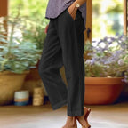 Calças Casuais Simples de Cor Sólida