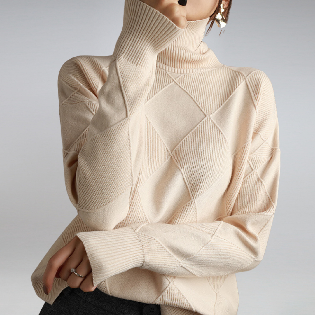 Ilse™ - Pullover de Gola Alta em Cashmere