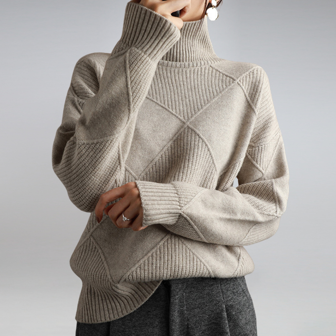 Ilse™ - Pullover de Gola Alta em Cashmere