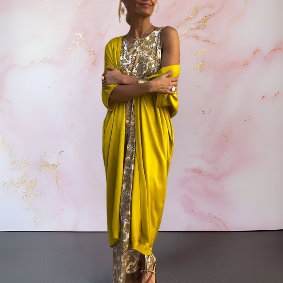 Melanie™ | Vestido Elegante com Cardigã