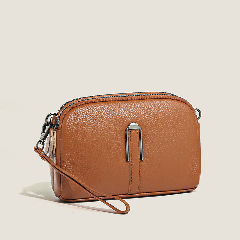 Mala Crossbody Minimalista em Couro de Grão Superior