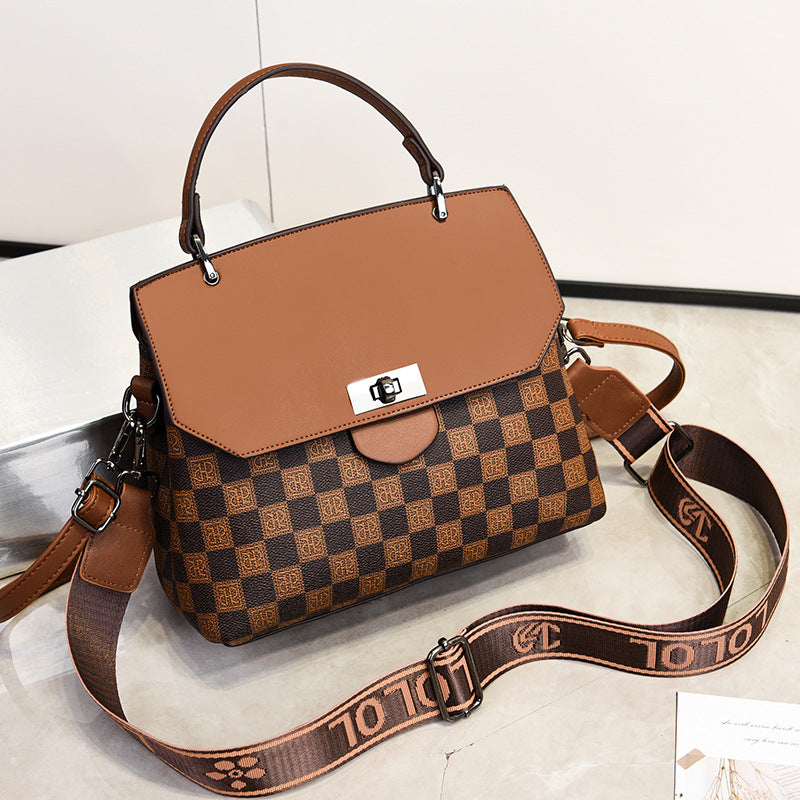 Bolsa de Ombro Feminina Versátil com Blocos de Cor