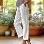 Calças Casuais Simples de Cor Sólida