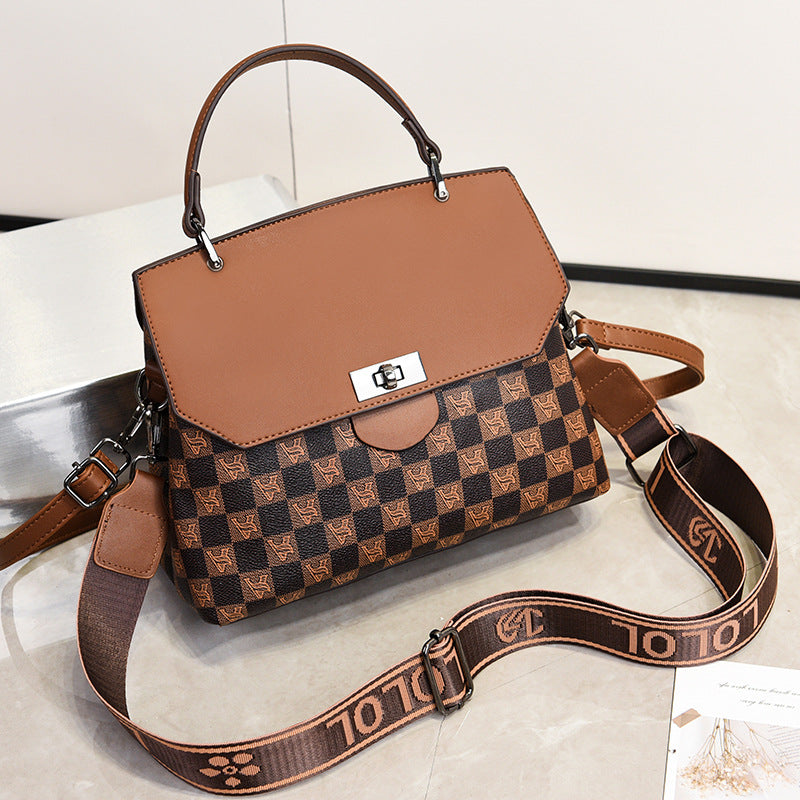 Bolsa de Ombro Feminina Versátil com Blocos de Cor