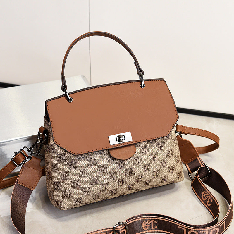 Bolsa de Ombro Feminina Versátil com Blocos de Cor