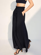 Calças Casuais com Corda e Cintura Elástica