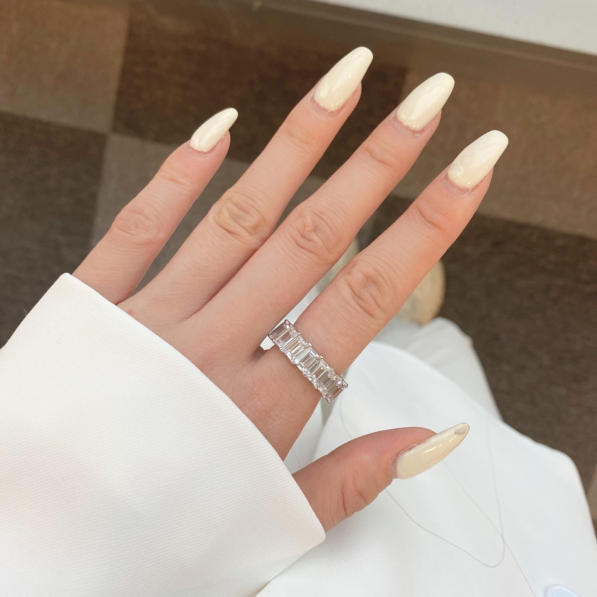 [Bloom]Anel de Ténis Corte Emrald Elegante de 0.75 Quilates