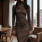 FROSINA™ | Vestido Midi Efeito Suedine