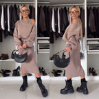 Leah | Conjunto com Top de Ombros Descidos e Saia Midi