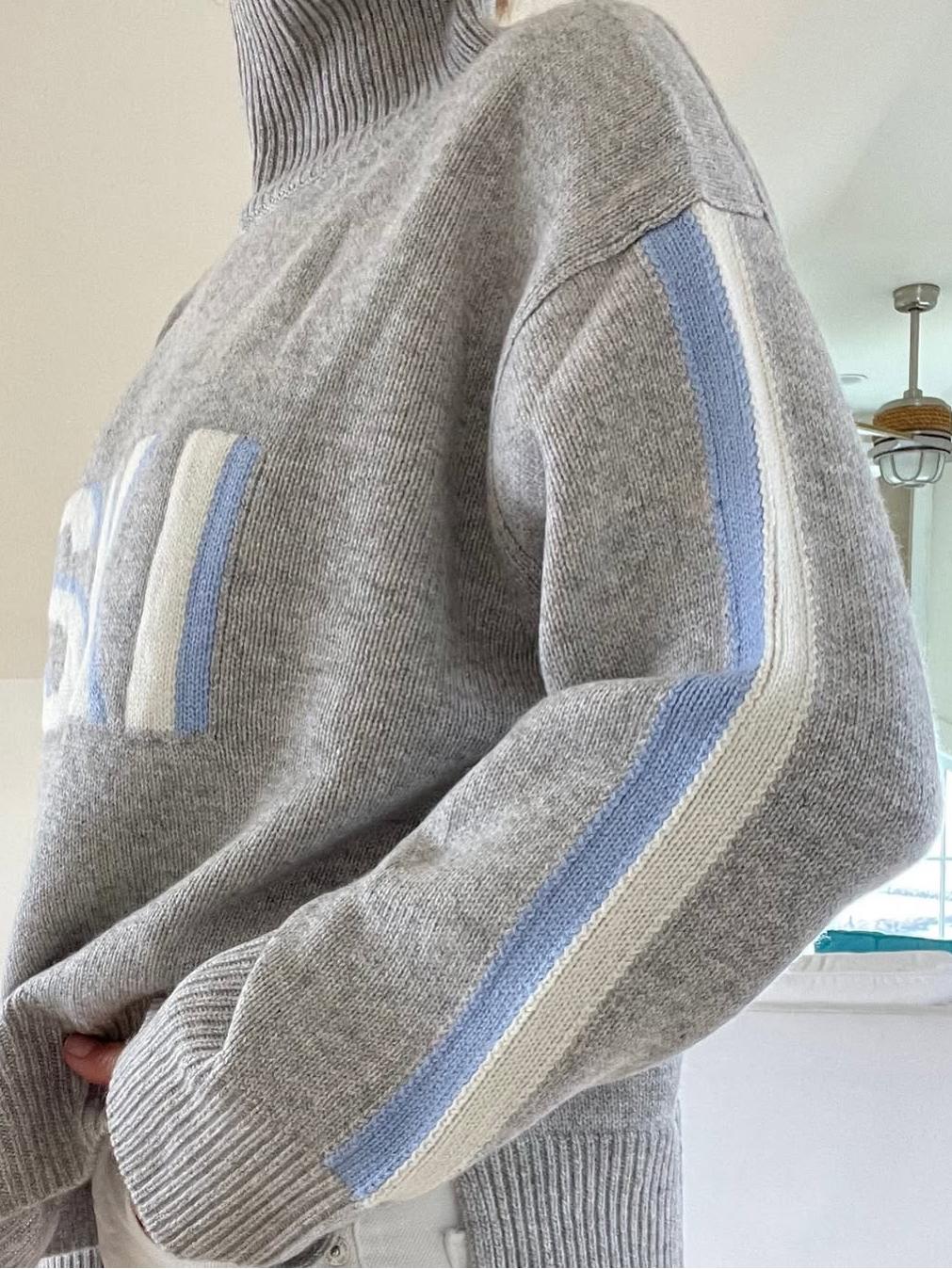 Pullover de gola alta em cashmere no estilo retro de esqui