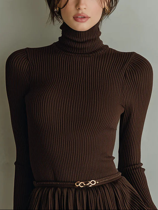 Vestido mini bodycon texturizado em castanho, estiloso e elegante