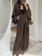 Calças Casuais Largas com Corda de Ajuste Castanhas