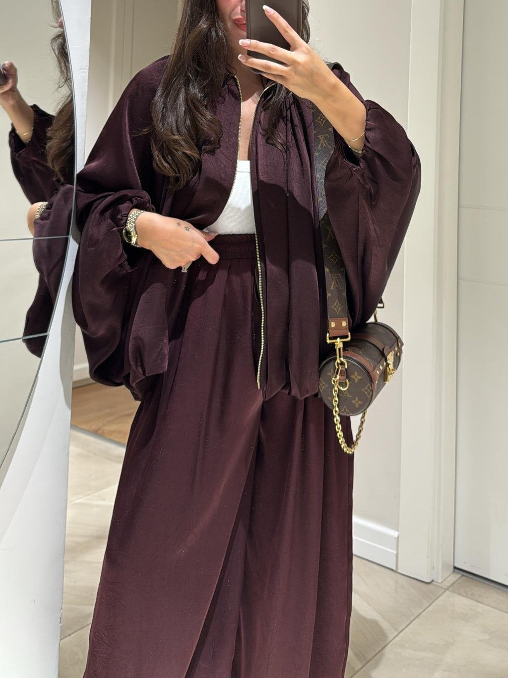 Calças Casuais Largas com Corda de Ajuste Castanhas