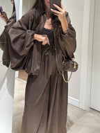 Calças Casuais Largas com Corda de Ajuste Castanhas