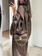 Calças Casuais Largas com Corda de Ajuste Castanhas