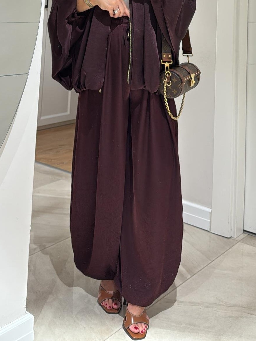 Calças Casuais Largas com Corda de Ajuste Castanhas