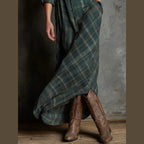 Jole™ - Vestido longo com lapela xadrez verde