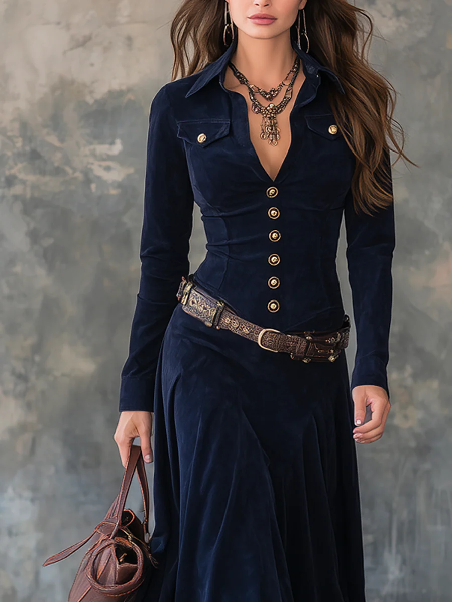 Mariah | Vestido Comprido de Camurça com Abertura