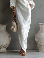 Vestido Maxi Elegante Branco de Um Ombro