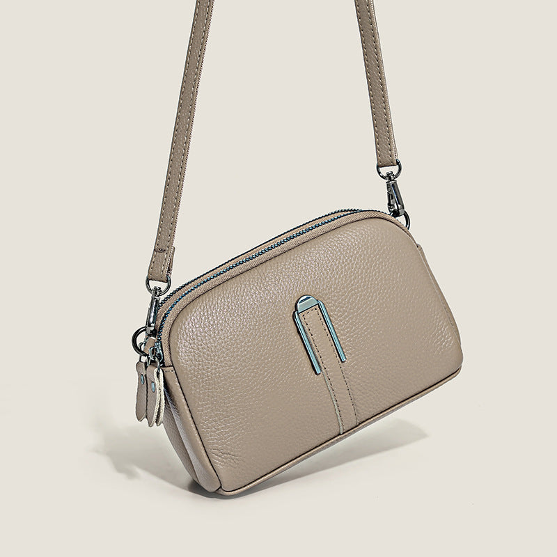 Mala Crossbody Minimalista em Couro de Grão Superior