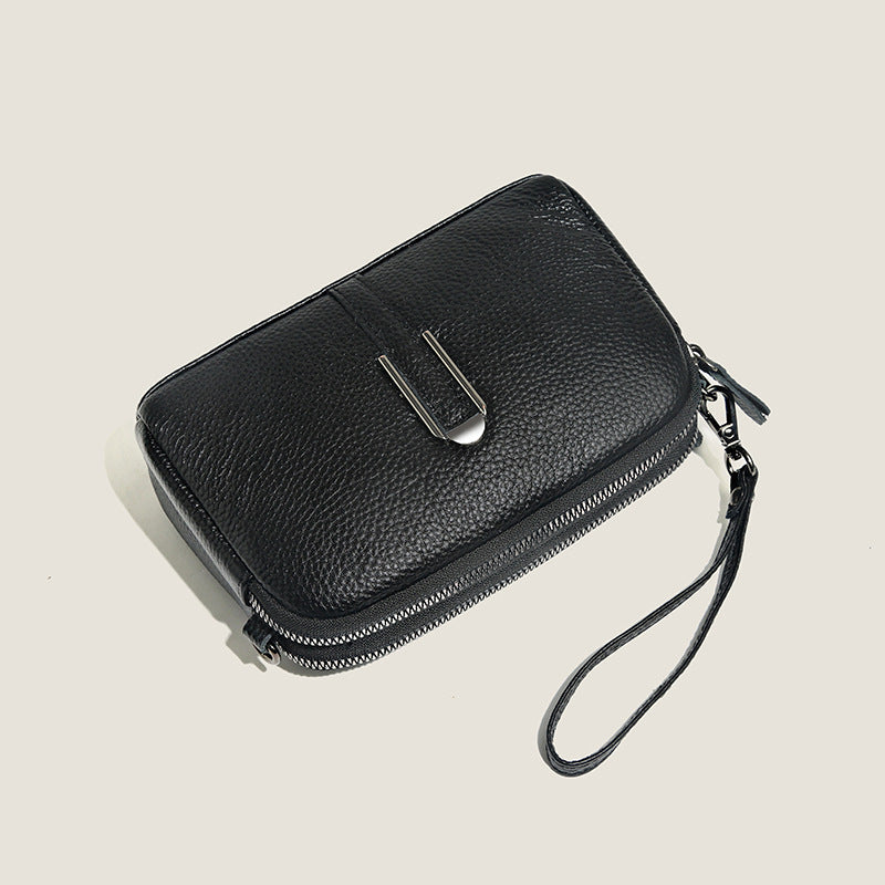 Mala Crossbody Minimalista em Couro de Grão Superior