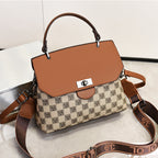 Bolsa de Ombro Feminina Versátil com Blocos de Cor