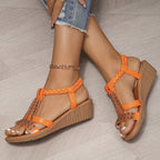 Trudy™ | Sandálias ortopédicas estilo Ibiza com salto em cunha