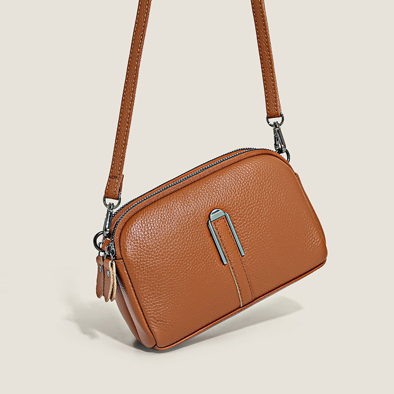 Mala Crossbody Minimalista em Couro de Grão Superior